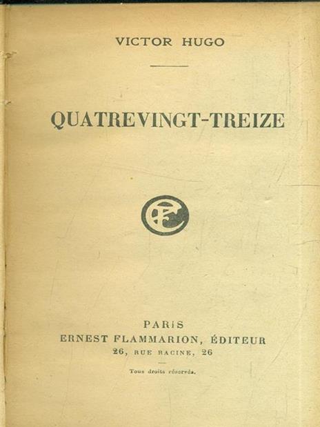 Quatrevingt-treize - Victor Hugo - copertina