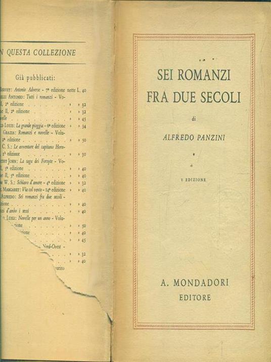 Sei romanzi fra due secoli - Alfredo Panzini - copertina