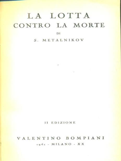 La lotta contro la morte - S. Metalnikov - copertina