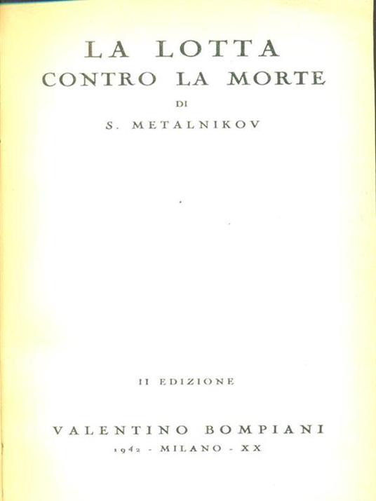 La lotta contro la morte - S. Metalnikov - copertina