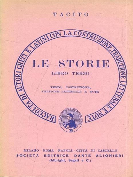 Le storie libro terzo - P. Cornelio Tacito - copertina