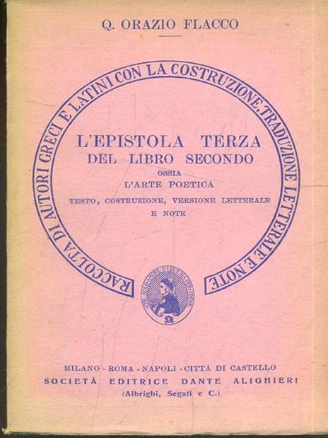 L' epistola terza del libro secondo ossia l'arte poetica - Q. Flacco Orazio - copertina