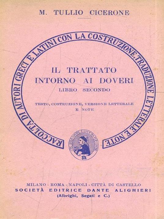 Il trattato intorno ai doveri libro secondo - M. Tullio Cicerone - copertina