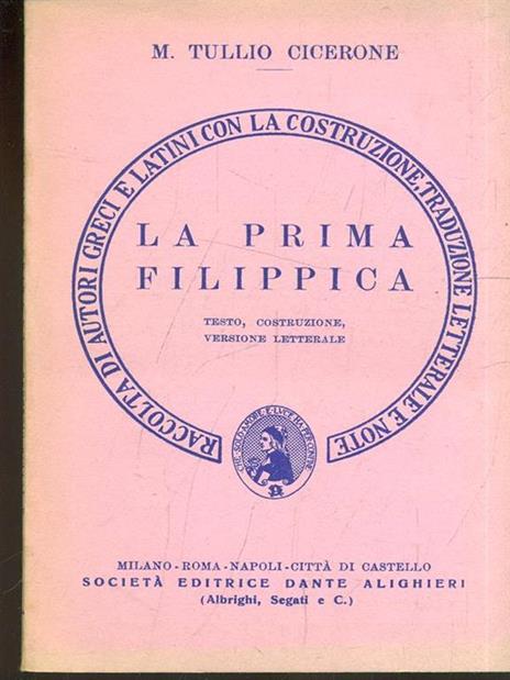 La prima filippica - M. Tullio Cicerone - copertina