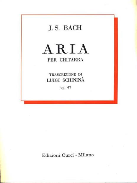 Aria per chitarra - Op. 47 - Johann Sebastian Bach - copertina