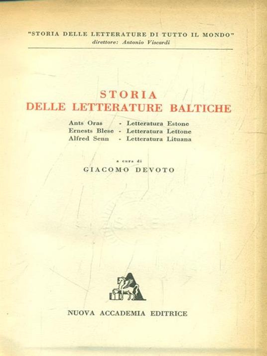 Storia delle letterature baltiche - Giacomo Devoto - 2