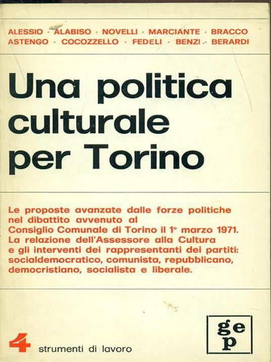 Una politica culturale per Torino - copertina
