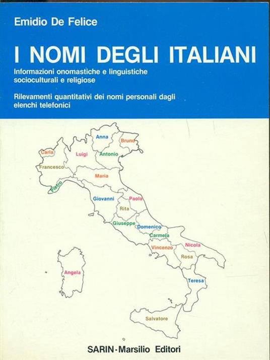 I nomi degli italiani - Emidio De Felice - copertina