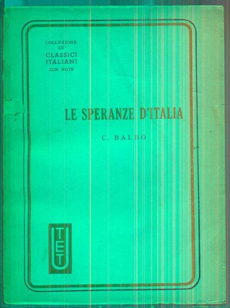 Le speranze d'Italia - Cesare Balbo - copertina