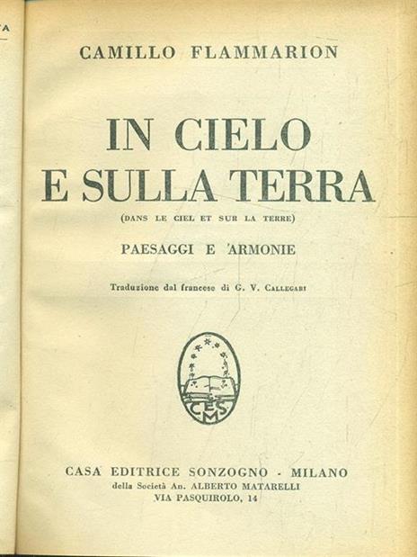 In cielo e sulla Terra - Camille Flammarion - copertina