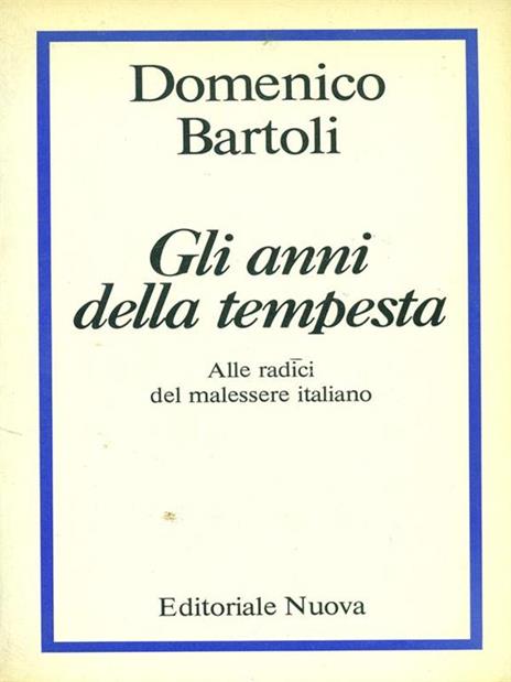 Gli anni della tempesta - Domenico Bartoli - copertina