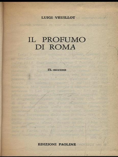 Il profumo di Roma - Luigi Veuillot - copertina