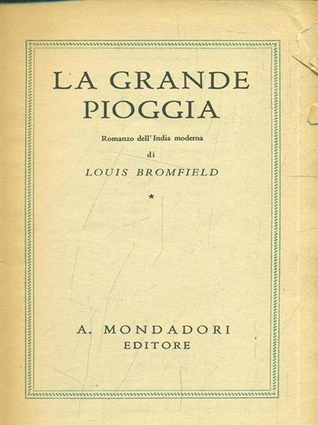 La grande pioggia - Louis Bromfield - copertina