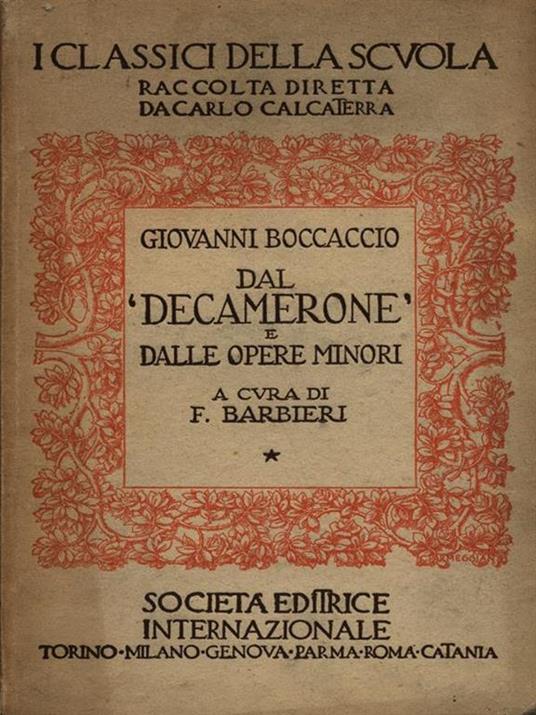 Dal Decamerone e dalle Opere Minori - Giovanni Boccaccio - copertina