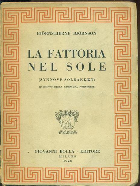 La fattoria nel sole - Bjørnstjerne Bjørnson - copertina