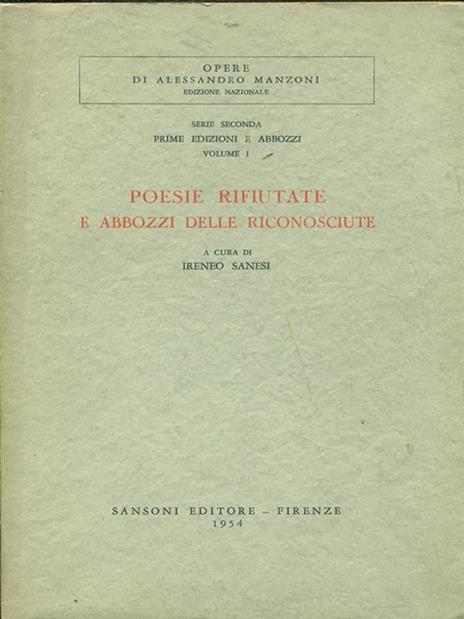 Poesie rifiutate e abbozzi delle riconosciute - copertina