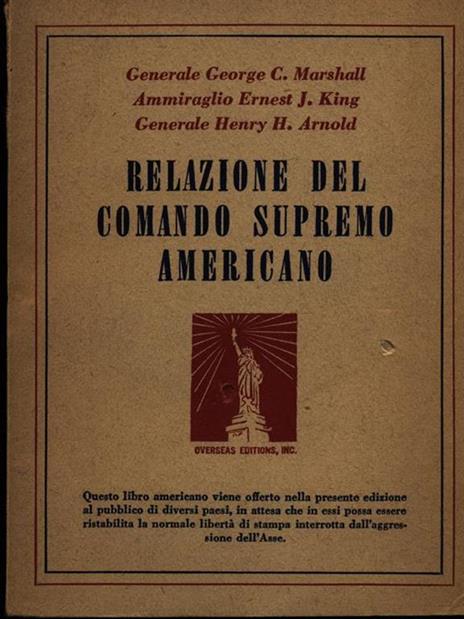 Relazione del comando supremo americano - copertina