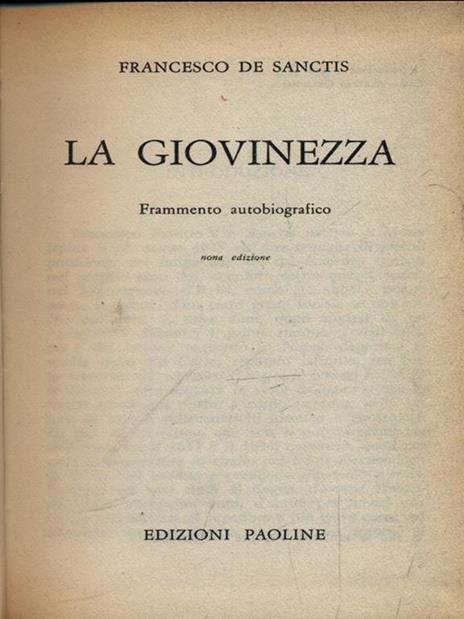 La giovinezza - Francesco De Sanctis - copertina