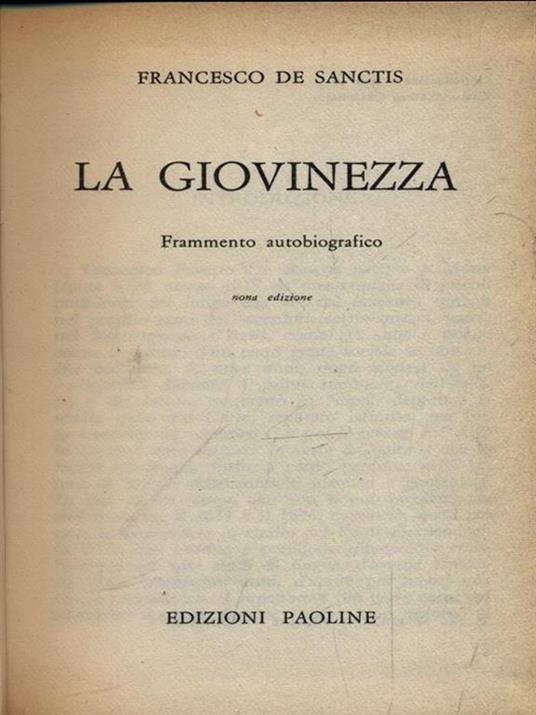 La giovinezza - Francesco De Sanctis - copertina