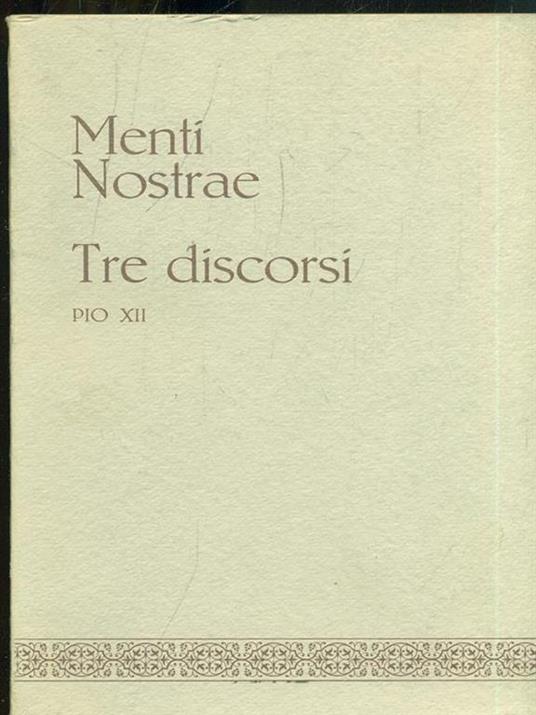 Menti Nostrae. Tre discorsi DeSacerdotio. Vol. 3 - Pio XII - copertina