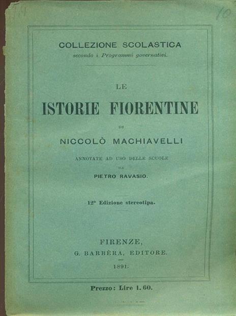 Le istorie fiorentine - Niccolò Machiavelli - copertina