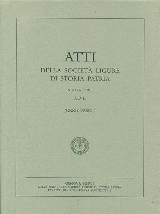 Atti della societa ligure di storia patria. Vol. XLVII Fasc I - 8