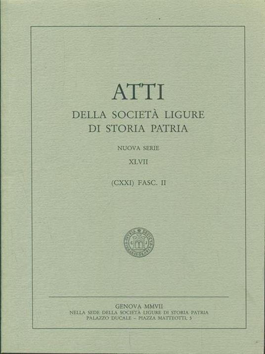 Atti della societa ligure di storia patria. Vol. XLVII Fasc II - 6