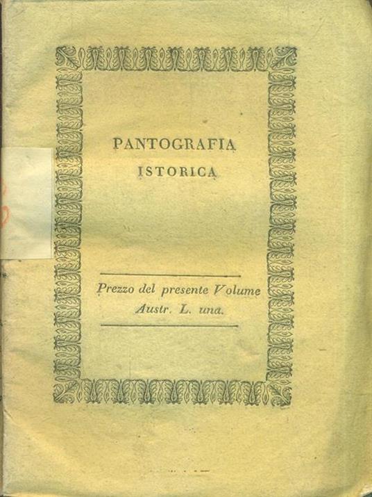 Pantografia Istorica. Vol. XXXIII - Bernardo Bellini - copertina