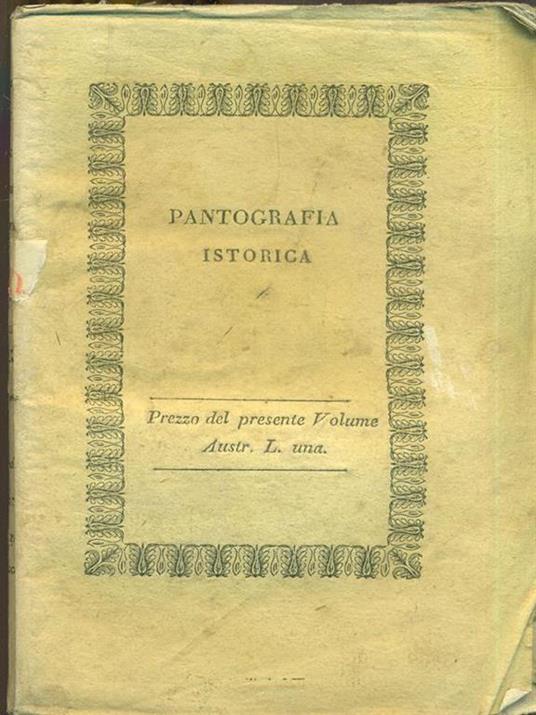 Pantografia Istorica. Vol. XXXI - Bernardo Bellini - copertina