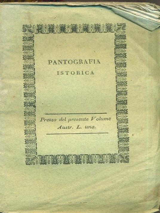 Pantografia Istorica. Vol. XXXVIII - Bernardo Bellini - copertina