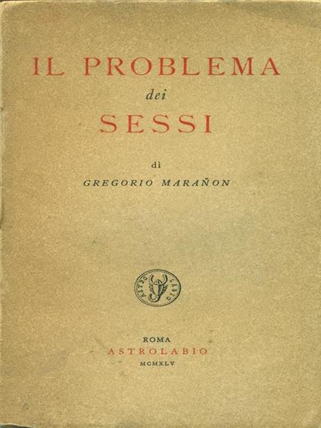 Il problema dei sessi - Gregorio Maranon - copertina