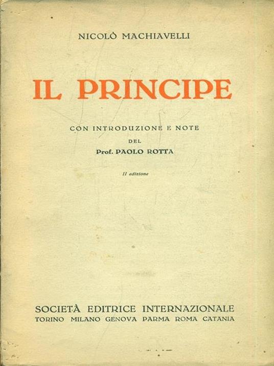 Il principe - Niccolò Machiavelli - copertina