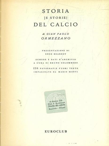 Storia del calcio - Gian Paolo Ormezzano - copertina