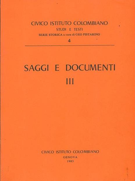 saggi e documenti III - 8