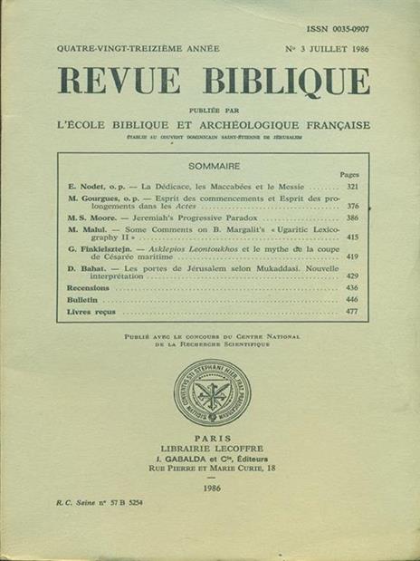 Revue Biblioque n. 3 Luillet 1986 - 2