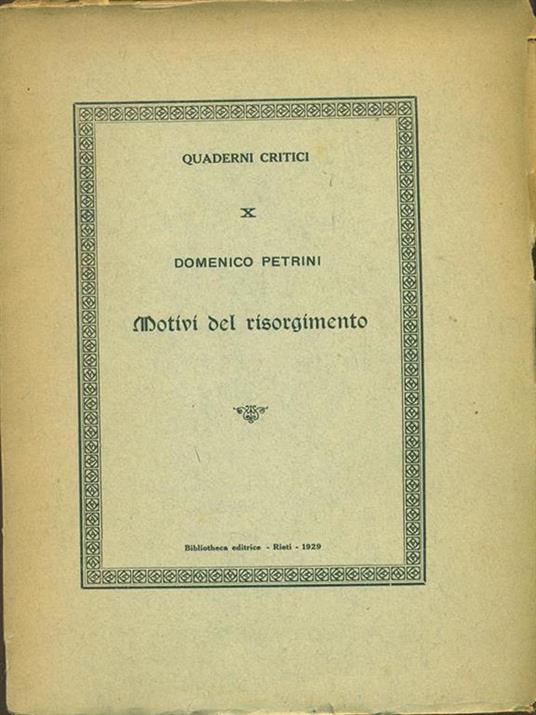 Motivi del risorgimento - Domenico Petrini - copertina