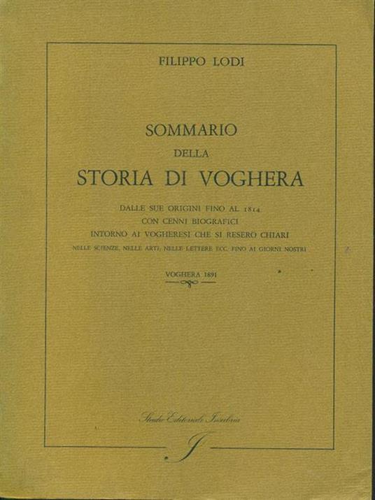Sommario della storia di Voghera - Filippo Lodi - copertina