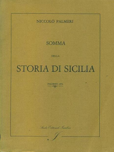 Somma della storia di Sicilia - Niccolo Palmeri - copertina