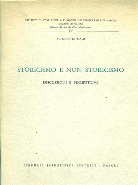 Storicismo e non storicismo - Alfonso Di Maio - copertina