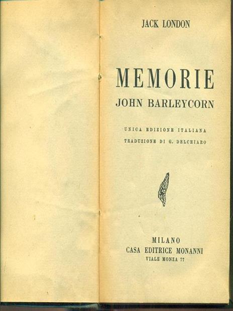 Memorie John Barleycorn - Jack London - copertina