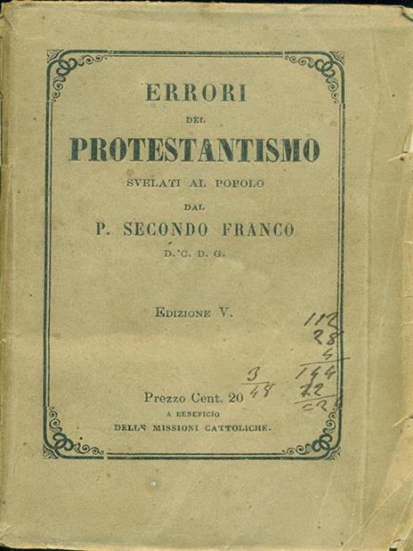 Errori del protestantismo - copertina