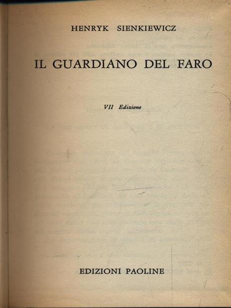 Il guardiano del faro - Henryk Sienkiewicz - copertina