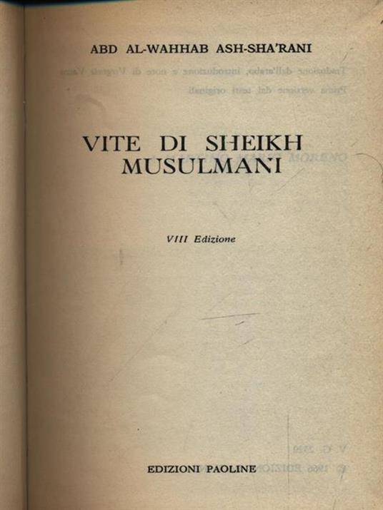 Vite di Sheikh Musulmani - Abd Al-Wahhab Ash-ShàRani - 3