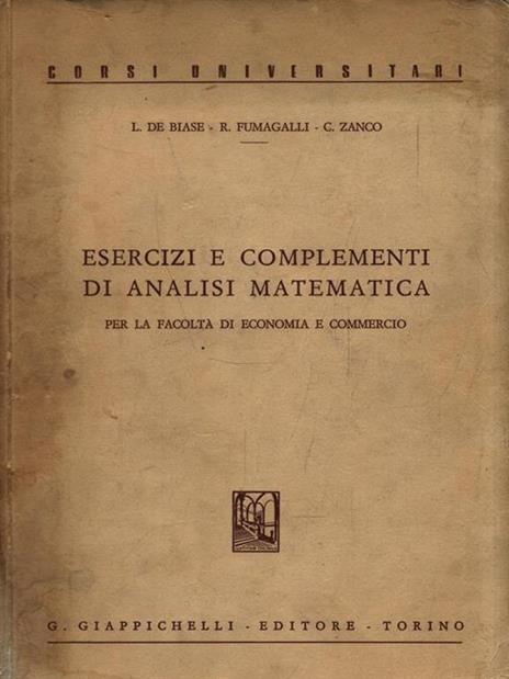 Esercizi e complementi di analisi matematica - copertina