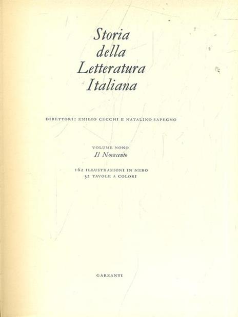 Storia della letteratura italiana IX. Il Novecento - copertina