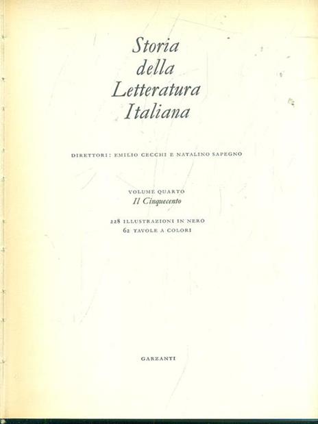 Storia della letteratura italiana IV. Il Cinquecento - 2