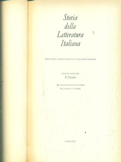 Storia della letteratura italiana - Il trecento II - copertina