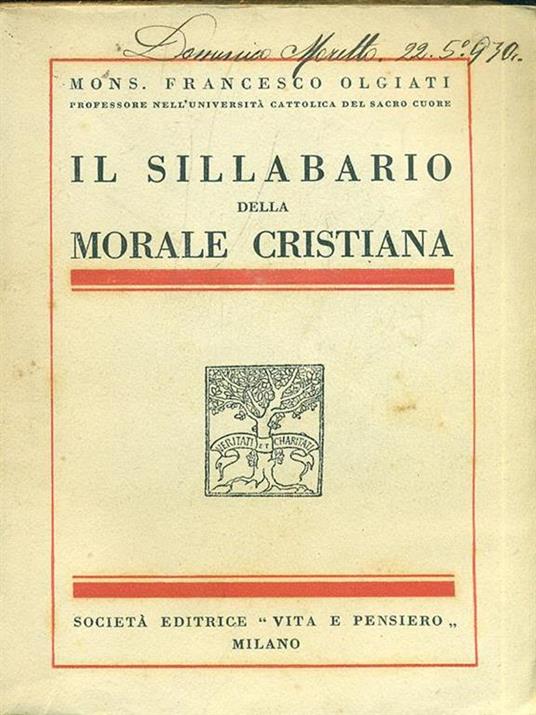 Il sillabario della morale cristiana - Francesco Olgiati - copertina