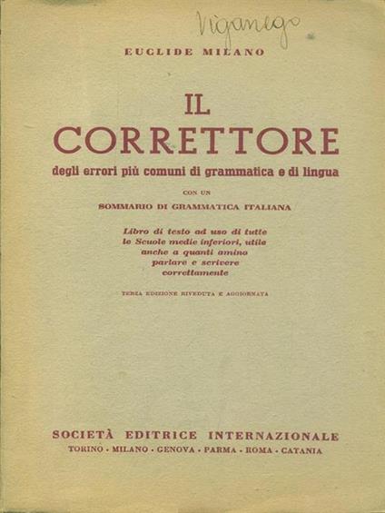 Il correttore - Euclide Milano - copertina