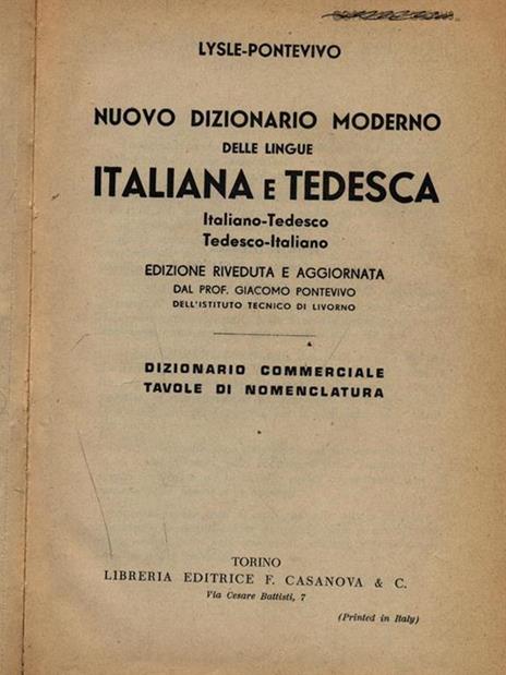 Dizionario italiano-tedesco / tedesco italiano - Lysle,Pontevivo - copertina